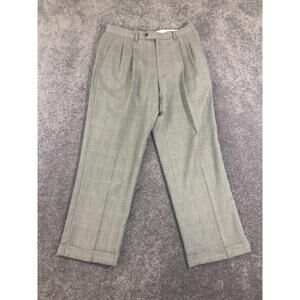RALPH LAUREN Mens Pants 34x30 Grey Plaid Pleated Cuffed Dress Professional